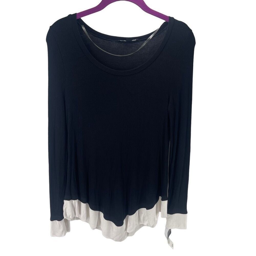 INC International Concepts Womens Tunic Top Handkerchief Hem Black Size Medium
